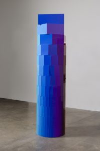 Column, Visible Spectrum, Prime Progression, inkjet prints, acrylic, plywood, silicone, h: 96 in, d: 24 in, 2016